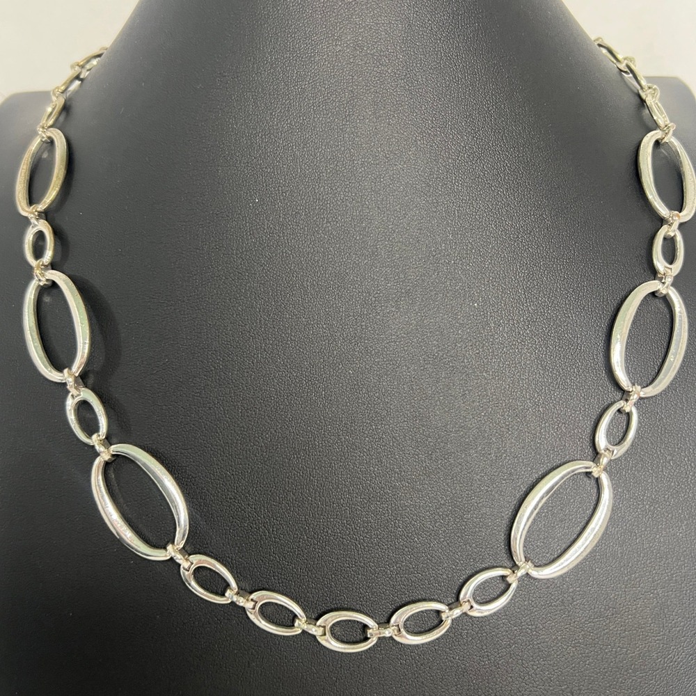 Trifari Chunky Chain Necklace Silver Tone 24+2"